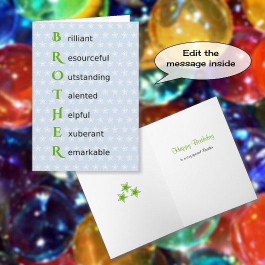 Carte Frère texte étoiles anniversaire