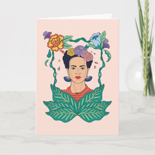 Carte Frida Kahlo Graphisme du cadre floral (Devant)