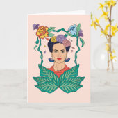 Carte Frida Kahlo Graphisme du cadre floral (Fleur jaune)