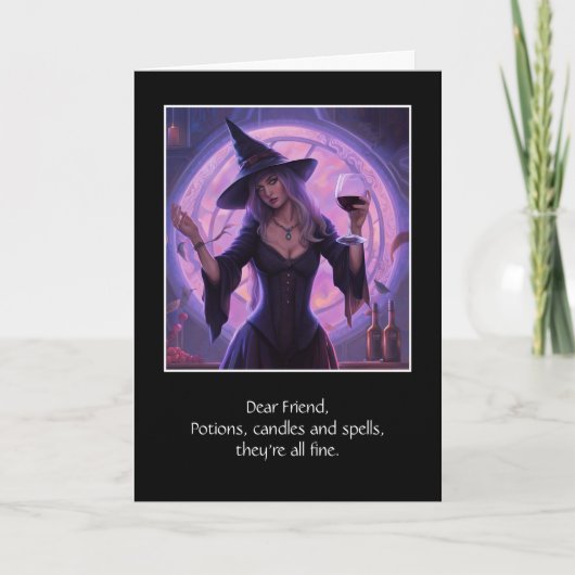 Carte Friend Happy Halloween Witch and Wine (Devant)