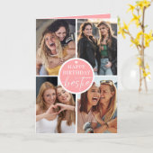 Carte Friend Photo Collage Heart Script Happy Birthday (Fleur jaune)