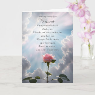 Carte Friend Sympathy Memorial with Spiritual Poem Pink 