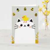 Carte Friendly Feline Spring Card (Fleur jaune)