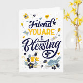 Carte Friend's Birthday You are a Blessing Botanical (Fleur jaune)