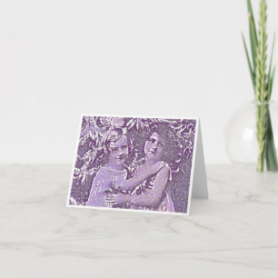 Carte Friends card in purple of two girls hugging