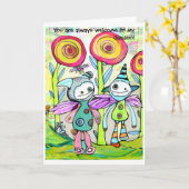 Carte Friends in a Pixie Garden (Fleur jaune)