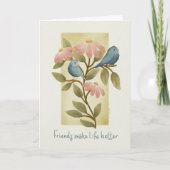 Carte Friends Make Life Better Watercolor Blue Birds  (Devant)