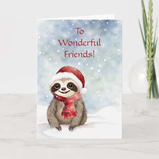 Carte Friends or Friend Happy Holidays Christmas Sloth (Devant)