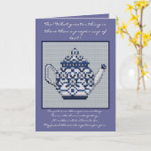 Carte FRIENDSHIP TEA Cross Stitch Style Design (Fleur jaune)