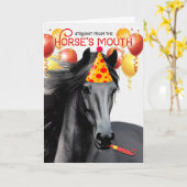 Carte Friesan Black Horse drôle Anniversaire (Fleur jaune)