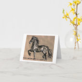 Carte Friesian Horse Note Card (Fleur jaune)