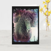 Carte Friesian Stallion Grunge Anniversaire (Fleur jaune)