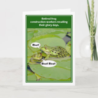 Carte Frog Construction Workers Funny Retirement Card