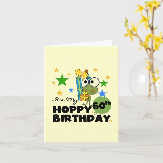Carte Froggie Hoppy 60e anniversaire (Fleur jaune)