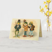 Carte Frogs Vintages amusants (Fleur jaune)