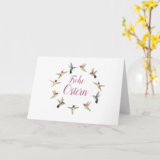 Carte Frohe Ostern Kolibris (Fleur jaune)