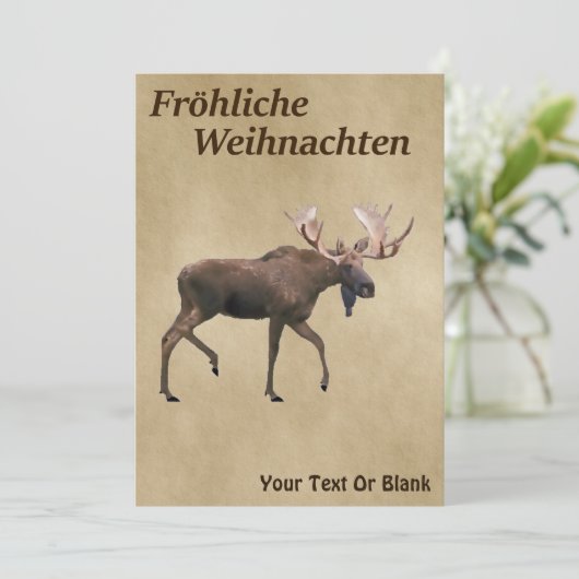 Carte Fröhliche Weihnachten - Bull Moose Sur Ancien Papi (Debout devant)