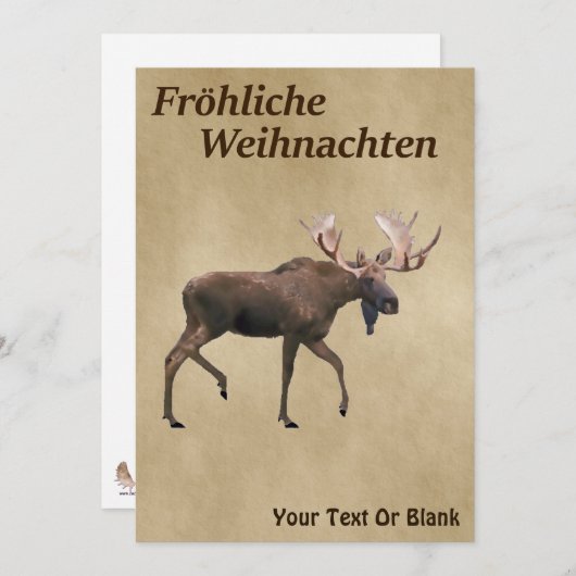 Carte Fröhliche Weihnachten - Bull Moose Sur Ancien Papi (Devant / Derrière)