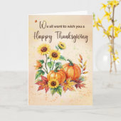 Carte From All of Us on Thanksgiving Sunflowers Pumpkins (Fleur jaune)