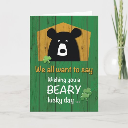 Carte From All of Us, St. Patrick's Day with Bear (Devant)