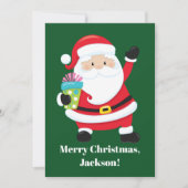 Carte From Santa Green Personalized Kids Christmas (Devant)