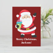 Carte From Santa Red Personalized Kids Christmas (Debout devant)