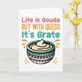 Carte Fromage drôle Gouda Queso Pun alimentaire (Fleur jaune)