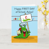 Carte Front personnalisé, Premier jour de l'école, Fun C (Fleur jaune)