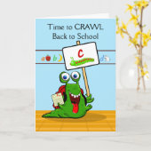 Carte Front personnalisé, Retour à l'école, Funny Caterp (Fleur jaune)