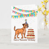Carte Frontière Chien de Terrier Fête Anniversaire Avec (Fleur jaune)