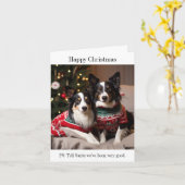 Carte Frontière Chiens de Collie dans les pulls de Noël (Fleur jaune)