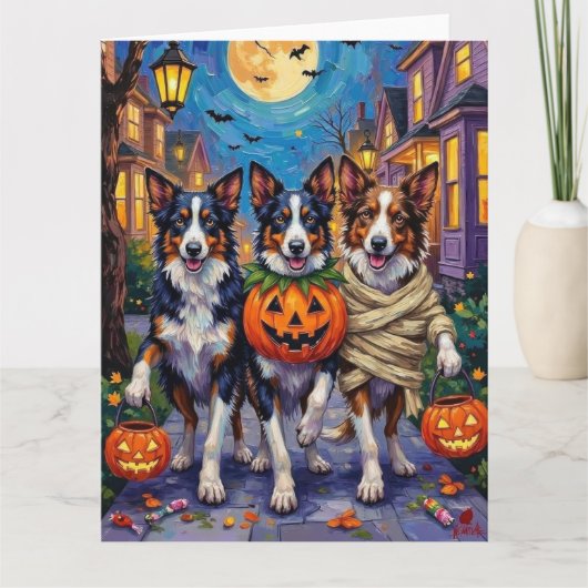 Carte Frontière Collie Chiens Trick-or-Treating à Hallow (Devant)