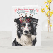 Carte Frontière Collie Dog Queen pour une journée drôle  (Fleur jaune)