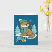 Carte Frosty Otter Winter Charm Art Long Sleeve (Fleur jaune)