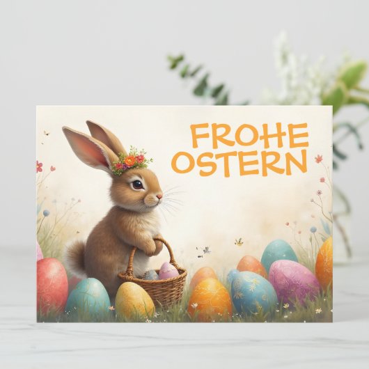 Carte Frühlingsgrüß vom Osterhasen (Debout devant)