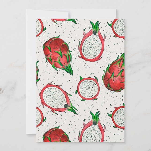 Carte Fruit de dragon rouge sur blanc (Devant)