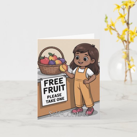 Carte Fruit de l'Esprit : L'Enfant auto-contrôle (Fleur jaune)