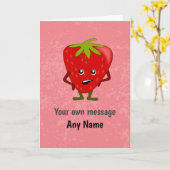 Carte Fruit drôle - Pas impressionné Fraise rose Personn (Fleur jaune)