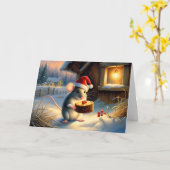 Carte Fruitcake de la souris magique d'hiver Noël (Fleur jaune)
