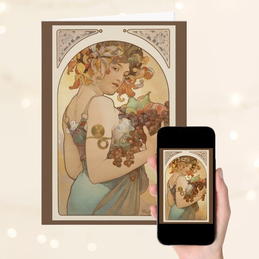 Carte Fruits d'Alphonse Mucha, Art Nouveau Vintage