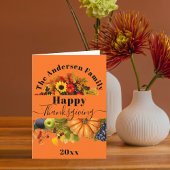 Carte Fruits Fleurs et Feuillage d'automne Joyeux Thanks