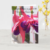 Carte Fuchsia 65e anniversaire de mariage personnalisé (Fleur jaune)