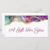 Carte Fuchsia aquamarine opale certificat cadeau design (Devant / Derrière)