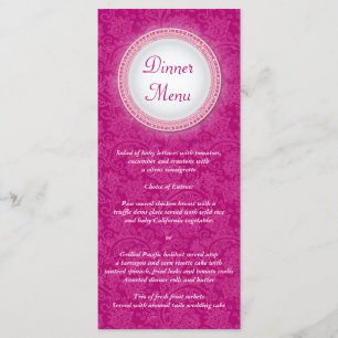 Carte fuchsia baroque de support de menu de plaque
