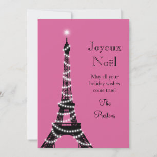 Carte fuchsia de la Tour Eiffel pour les Fêtes