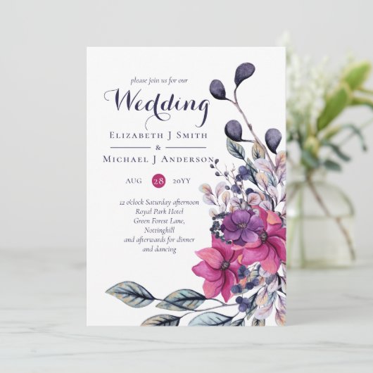 Carte Fuchsia Dreams Jolie Mariage de automne d'automne  (Debout devant)