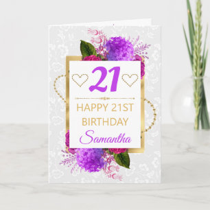Carte Fuchsia et fleurs démodées violettes Anniversaire