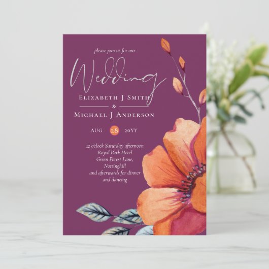 Carte Fuchsia Ginger Automne Mariages de automne Invitat (Debout devant)