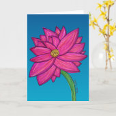 Carte Fuchsia Pink Flower with blue background (Fleur jaune)