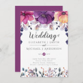 Carte Fuchsia Rose Orange Ginger Wedding Invite Budget (Devant / Derrière)